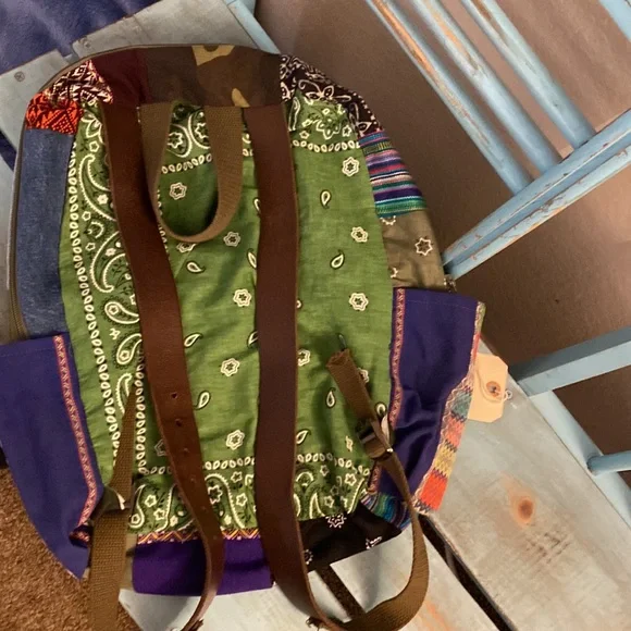 Free People X Tricia Fix Boho Patchwork With Crochet Patches and Leather Straps - Picture 10 of 15